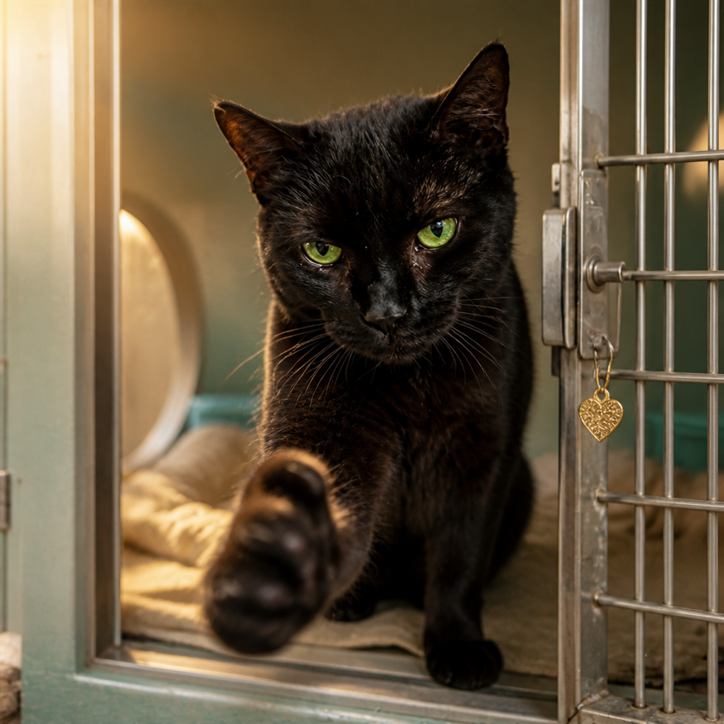 Ravi reaching out from a shelter kennel